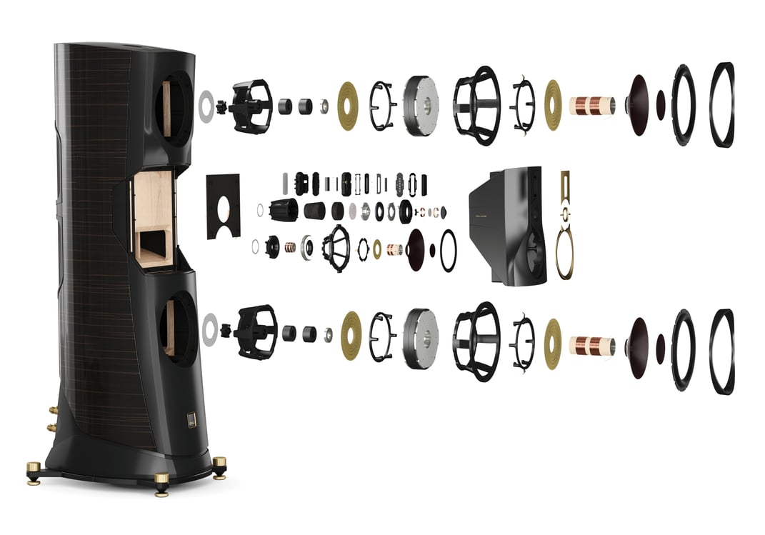 DALI exploded view 3D visual of a speaker