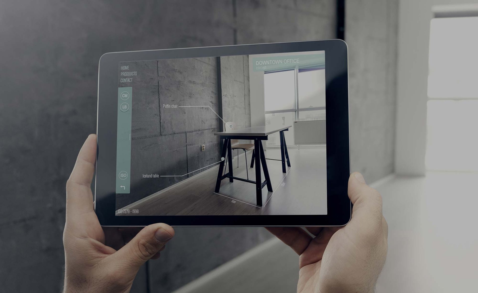 Augmented Reality Solutions by Cadesign form - a dining table is shown as if being in the same room as the customer